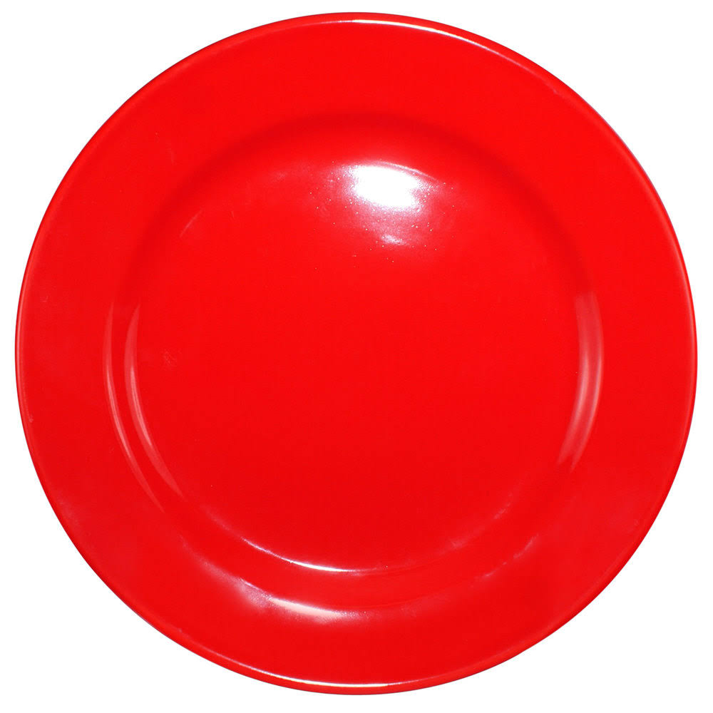 Crimson Red Stoneware Rolled Edge Wide Rim Plate - 12/Case N725
