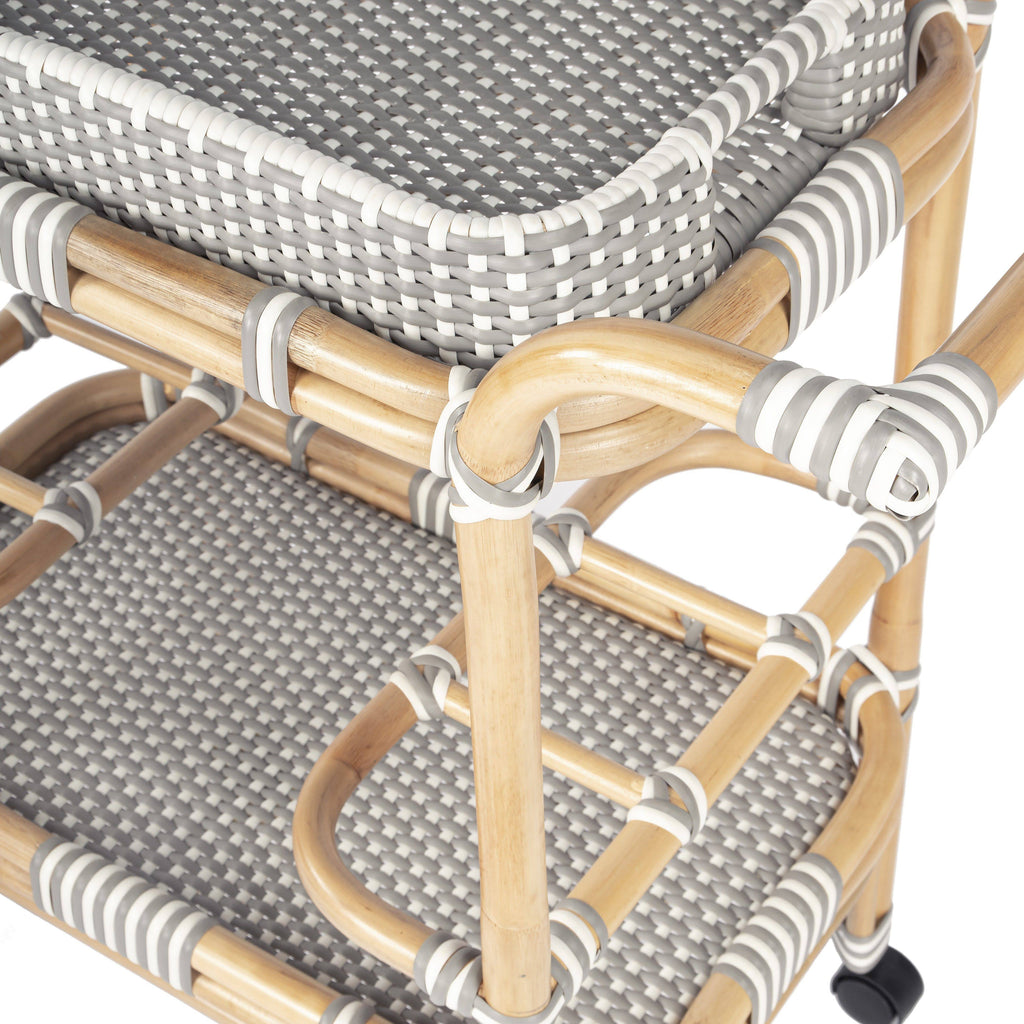 Grey & White Rattan Bar Cart Z8547