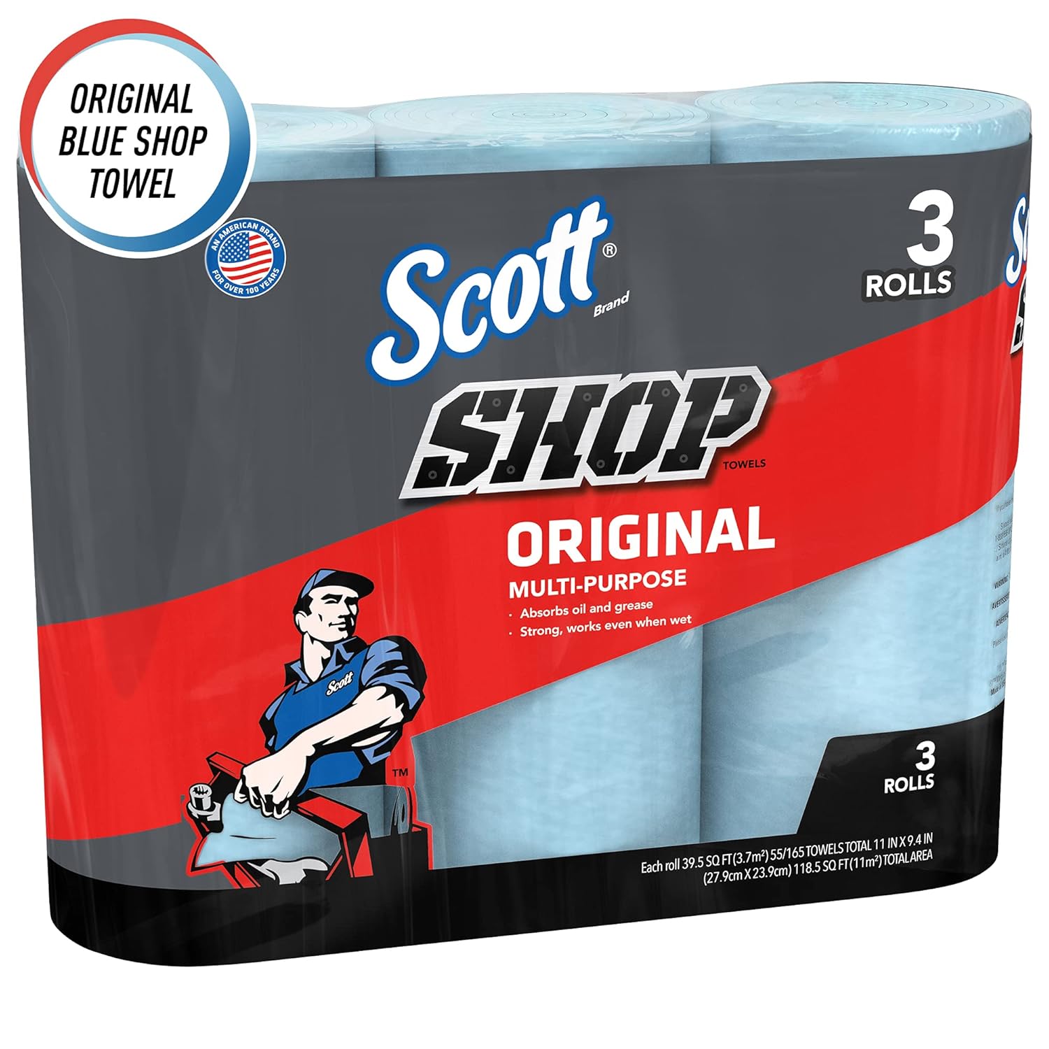 Blue Shop Towels, 55 Sheets per Roll, 30 Rolls per Case, Pack of 2 S8471