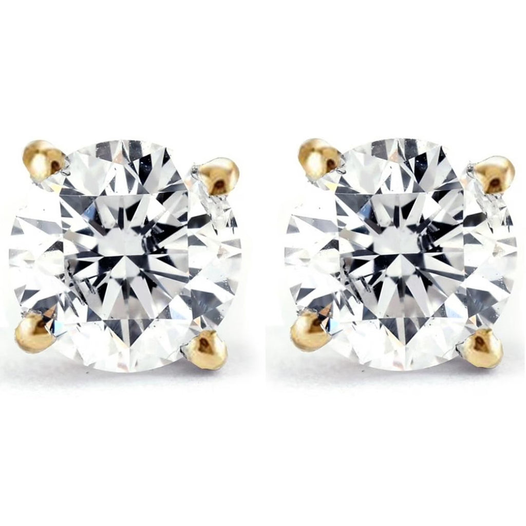 14k Yellow Gold Solitaire Stud Earrings R22654