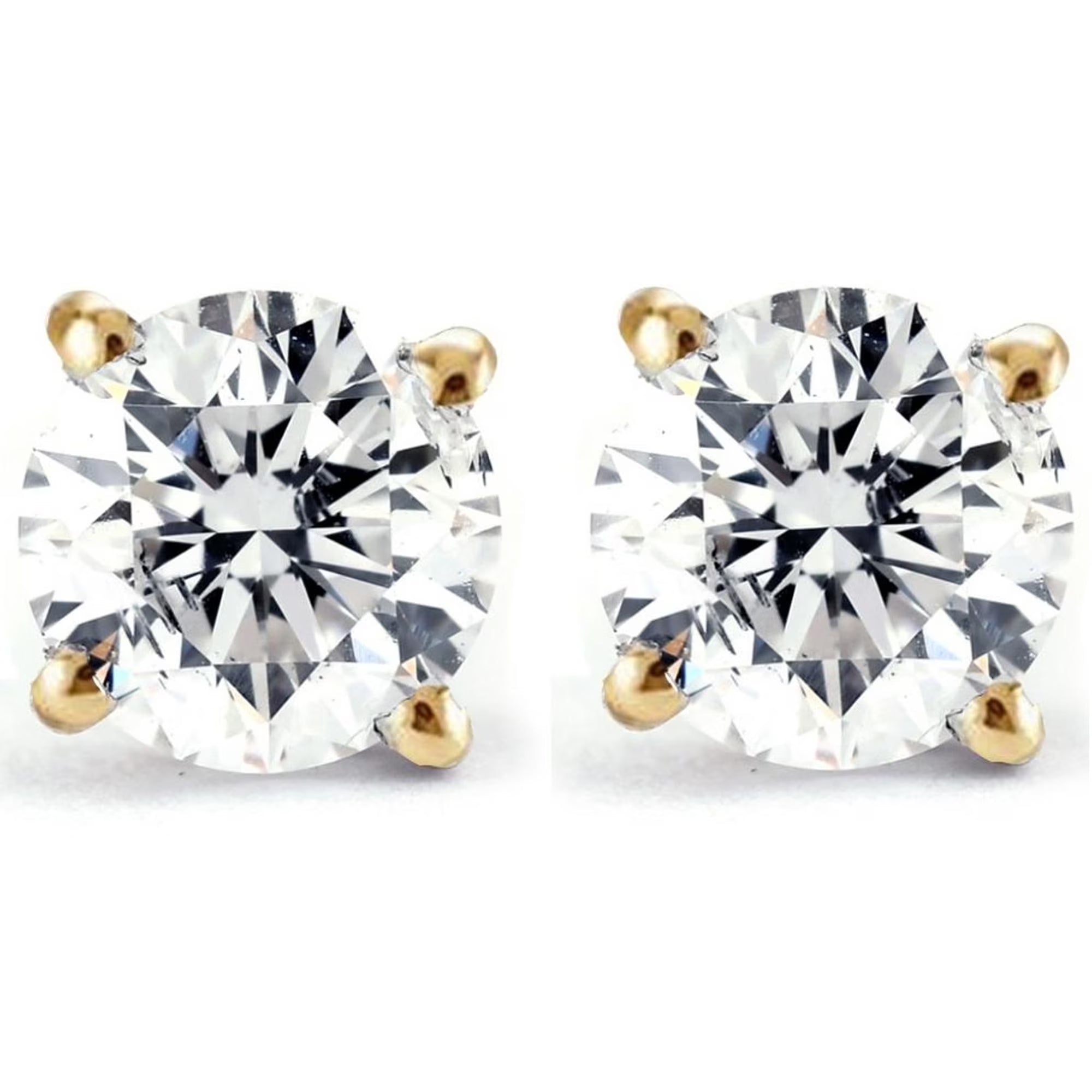 14k Yellow Gold Solitaire Stud Earrings R22654