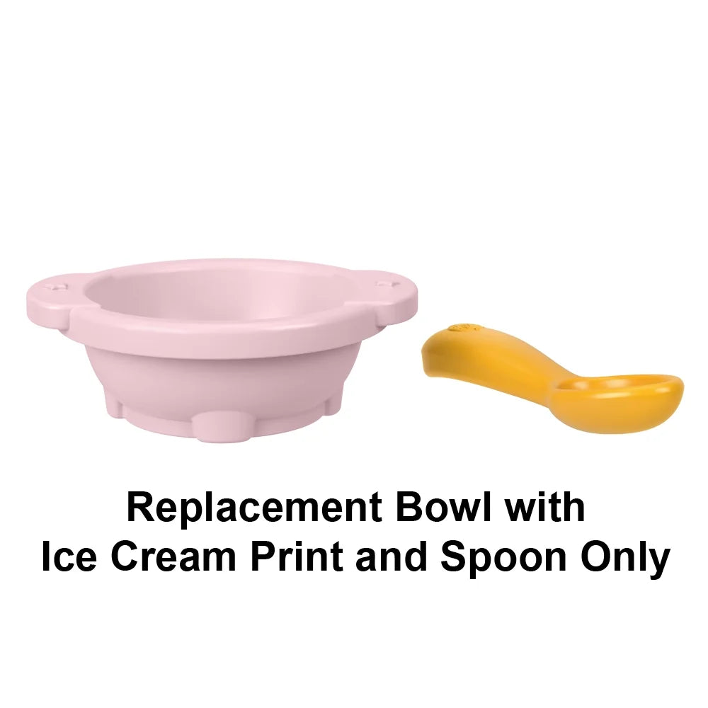 Pink Bowl with Ice Cream Print and Yellow Spoon L3783