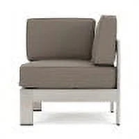 Silver and Khaki Outdoor Aluminum 11 Seater Sectional Sofa Set with Ottoman J192