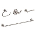 24 in. Brushed Nickel Bath Hardware Set with Towel Bar Paper Holder Towel Ring Robe Hook 4 Piece J5208