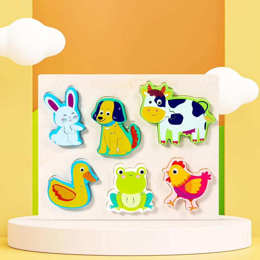 Wooden Puzzle Educational Toys Colors and Shapes Cognition Montessori Toys for 1 2 3 Year Old Girls Boys Animal P363