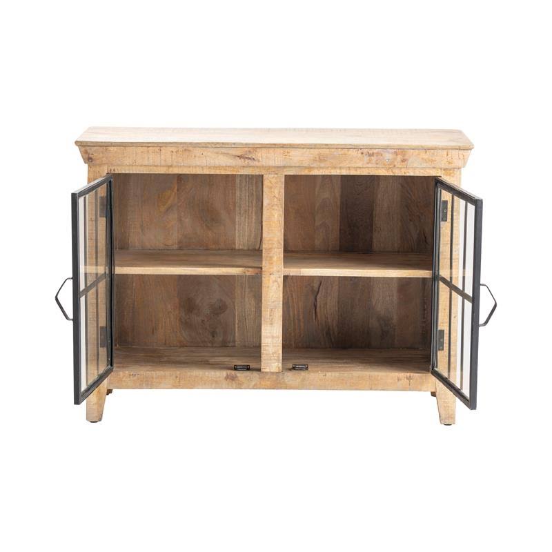 2 Door Mango Wood and Metal Cabinet Brown B1574