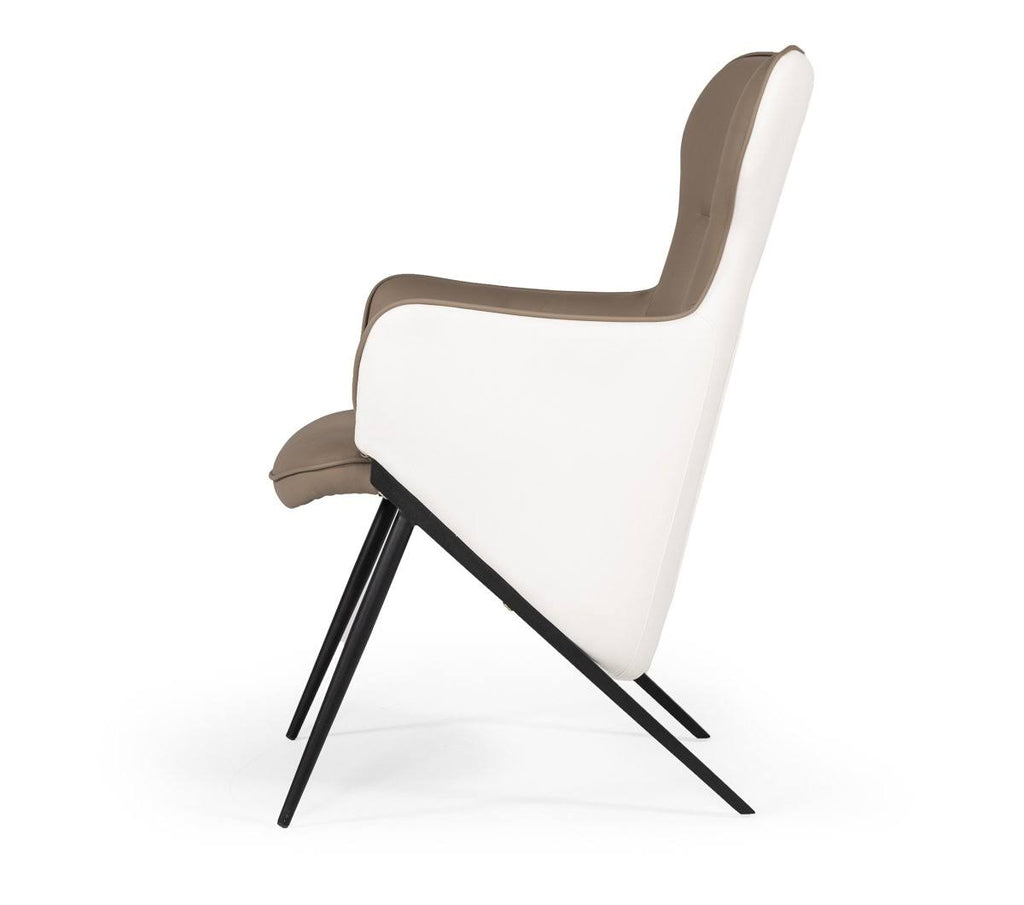 Modern White & Brown Bonded Leather Accent Chair E20647