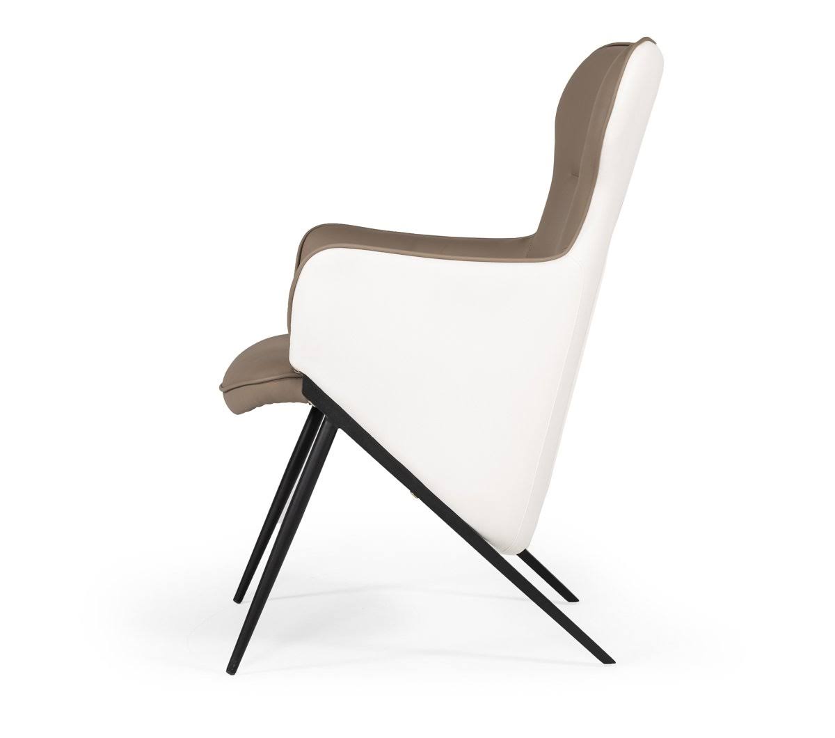 Modern White & Brown Bonded Leather Accent Chair E20647