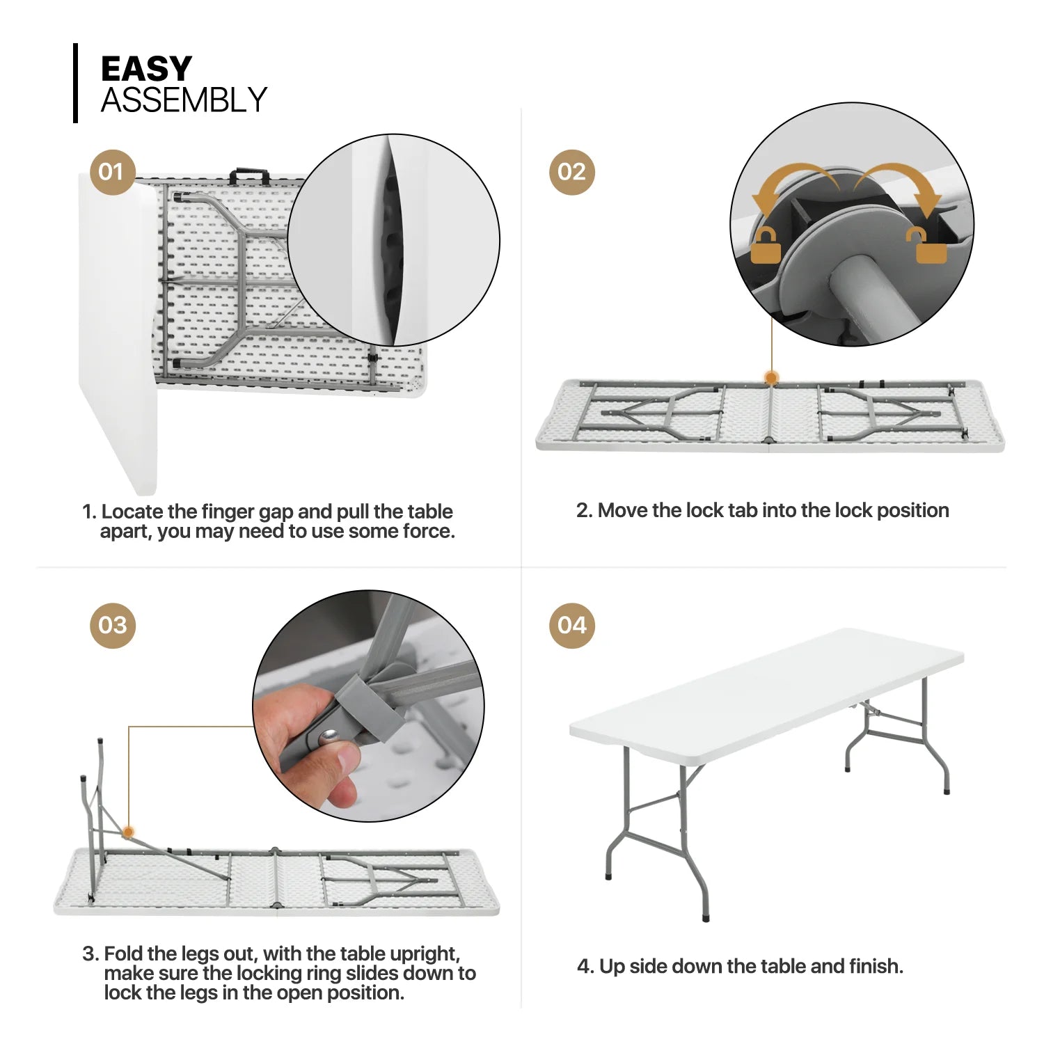 11 Pieces 8 Ft Heavy Duty Folding Utility Table and Chair Set with Handle, White/Black D683216