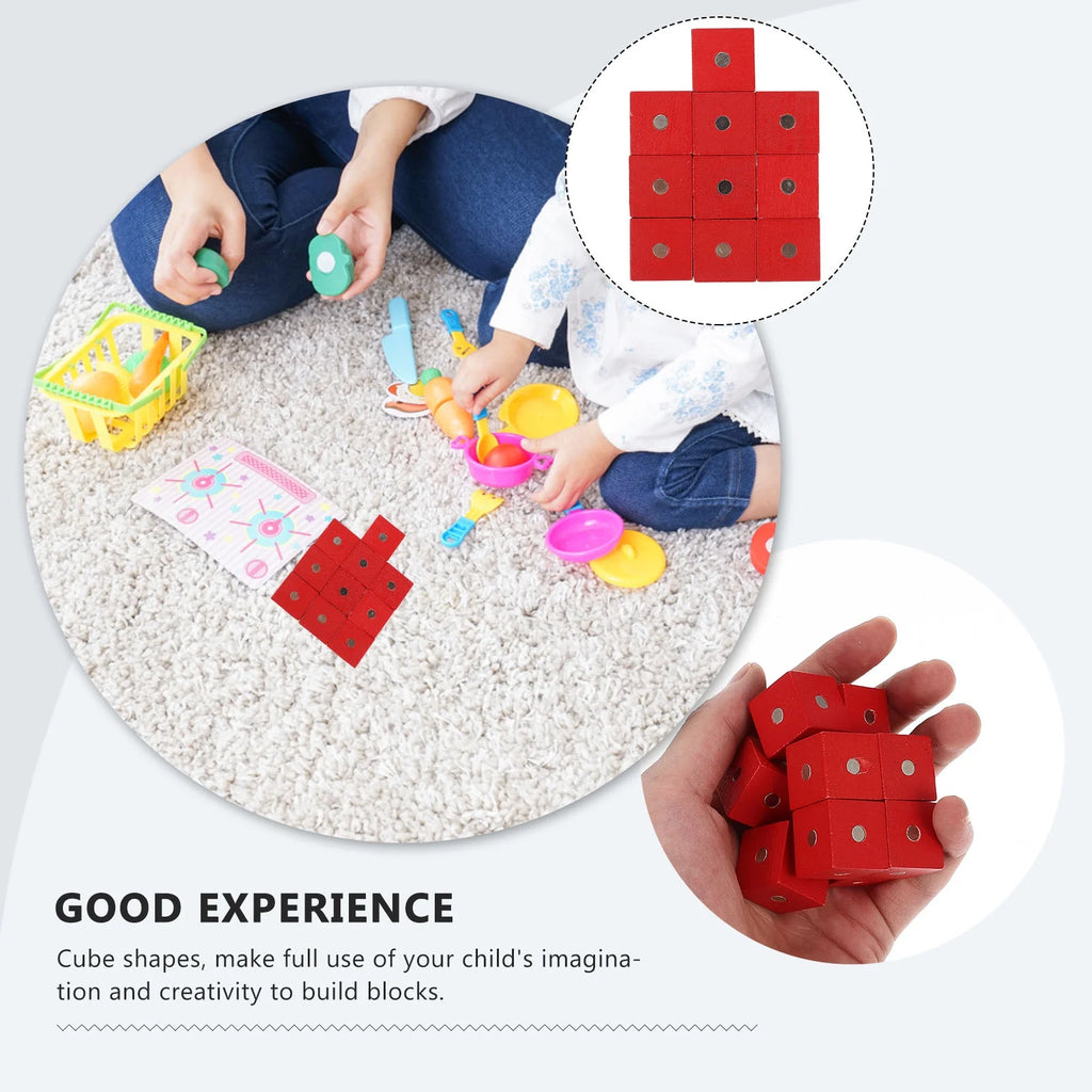 10pcs Wooden Magnetic Cubic Blocks Building Toy R4128