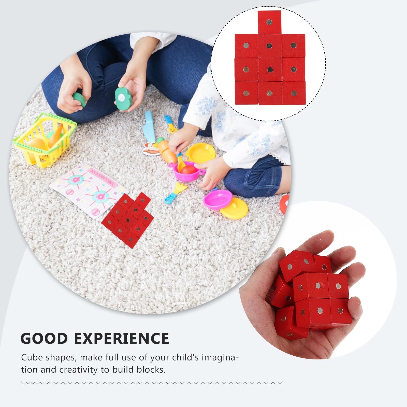 10pcs Wooden Magnetic Cubic Blocks Building Toy R4128
