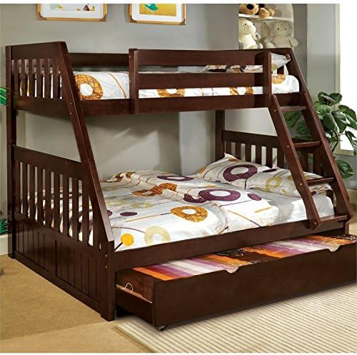 Twin Over Full Bunk Bed in Dark Walnut J33722