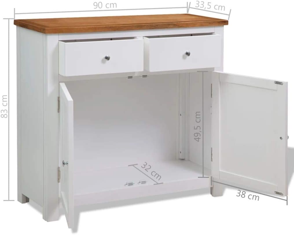 Oak Top Wooden Buffet Sideboard Storage Cabinet with 2 Drawers H2264