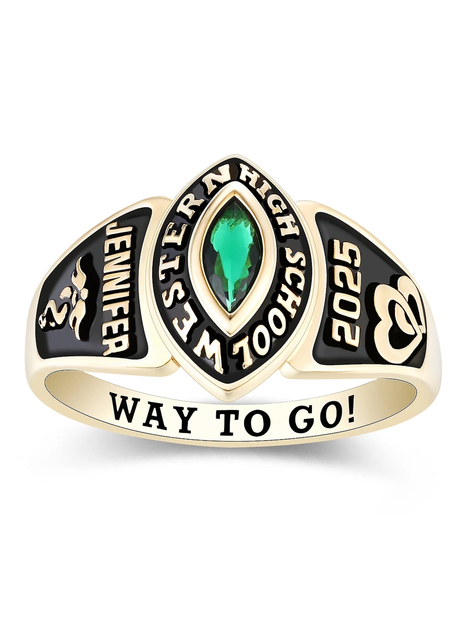 10kt Yellow Gold Class Rings with CZ Birthstone C1404