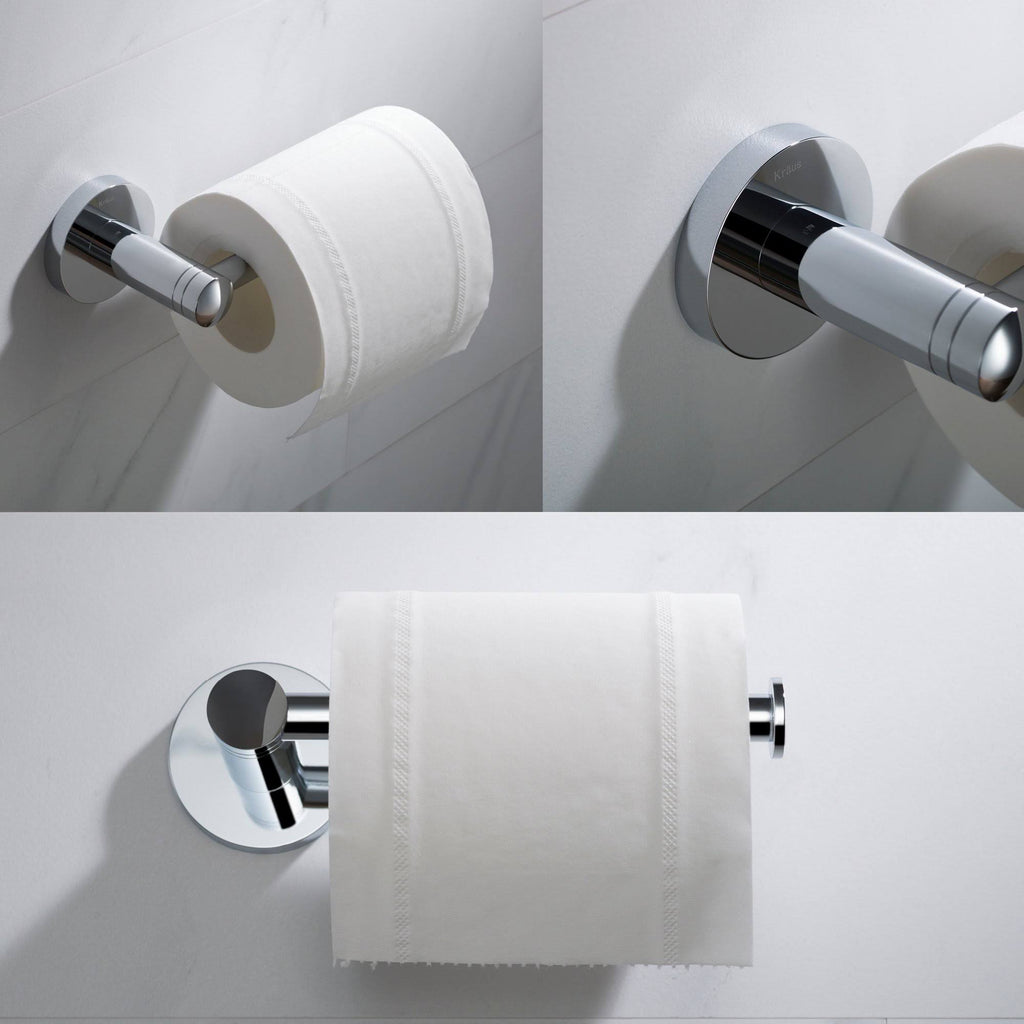 24 in. Brushed Nickel Bath Hardware Set with Towel Bar Paper Holder Towel Ring Robe Hook 4 Piece J5208