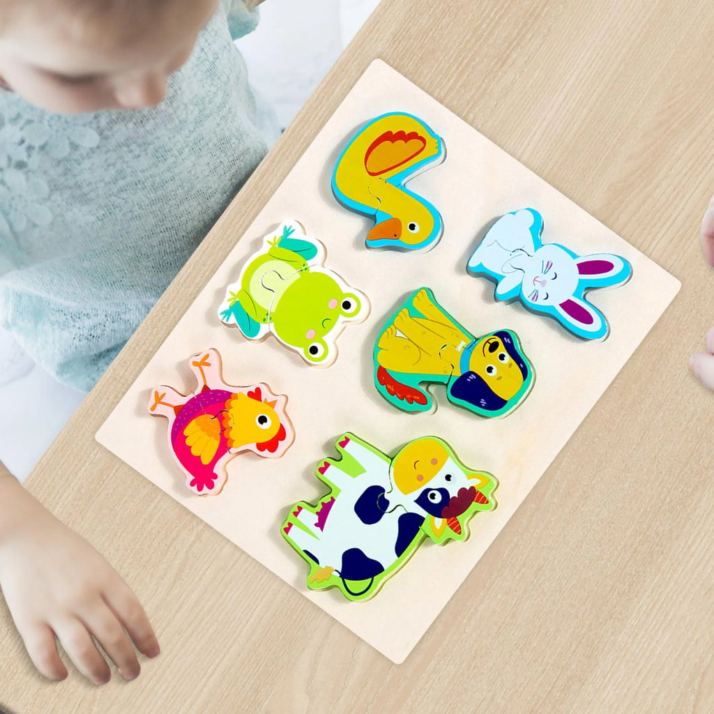 Wooden Puzzle Educational Toys Colors and Shapes Cognition Montessori Toys for 1 2 3 Year Old Girls Boys Animal P363