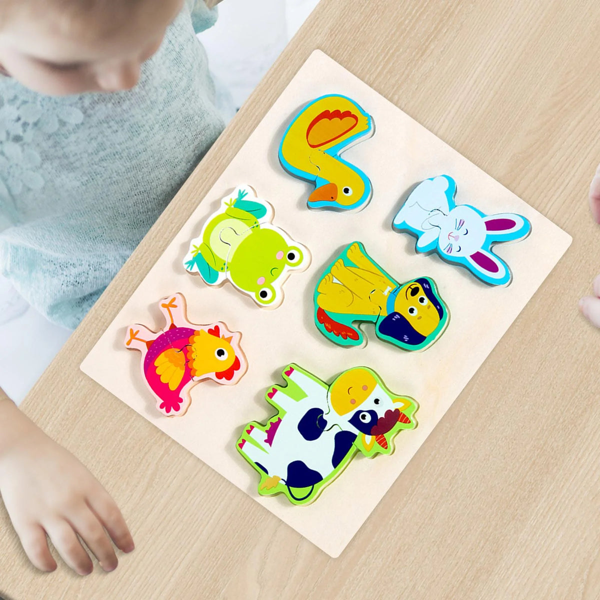 Wooden Puzzle Educational Toys Colors and Shapes Cognition Montessori Toys for 1 2 3 Year Old Girls Boys Animal P363