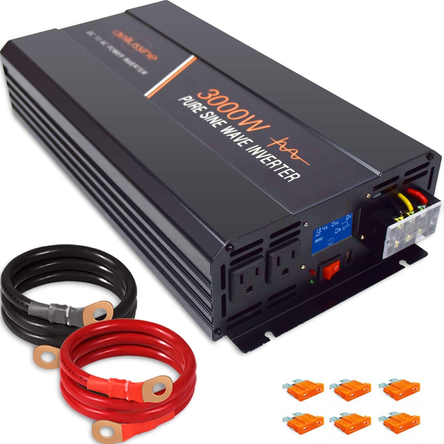 3000 Watt Pure Sine Wave Inverter 24 Volt DC to AC 110V 120V with LCD Display Q261827