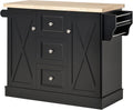 Black Mobile Kitchen Island Utility Cart with Barn Door Style Cabinets and Drawers C247323