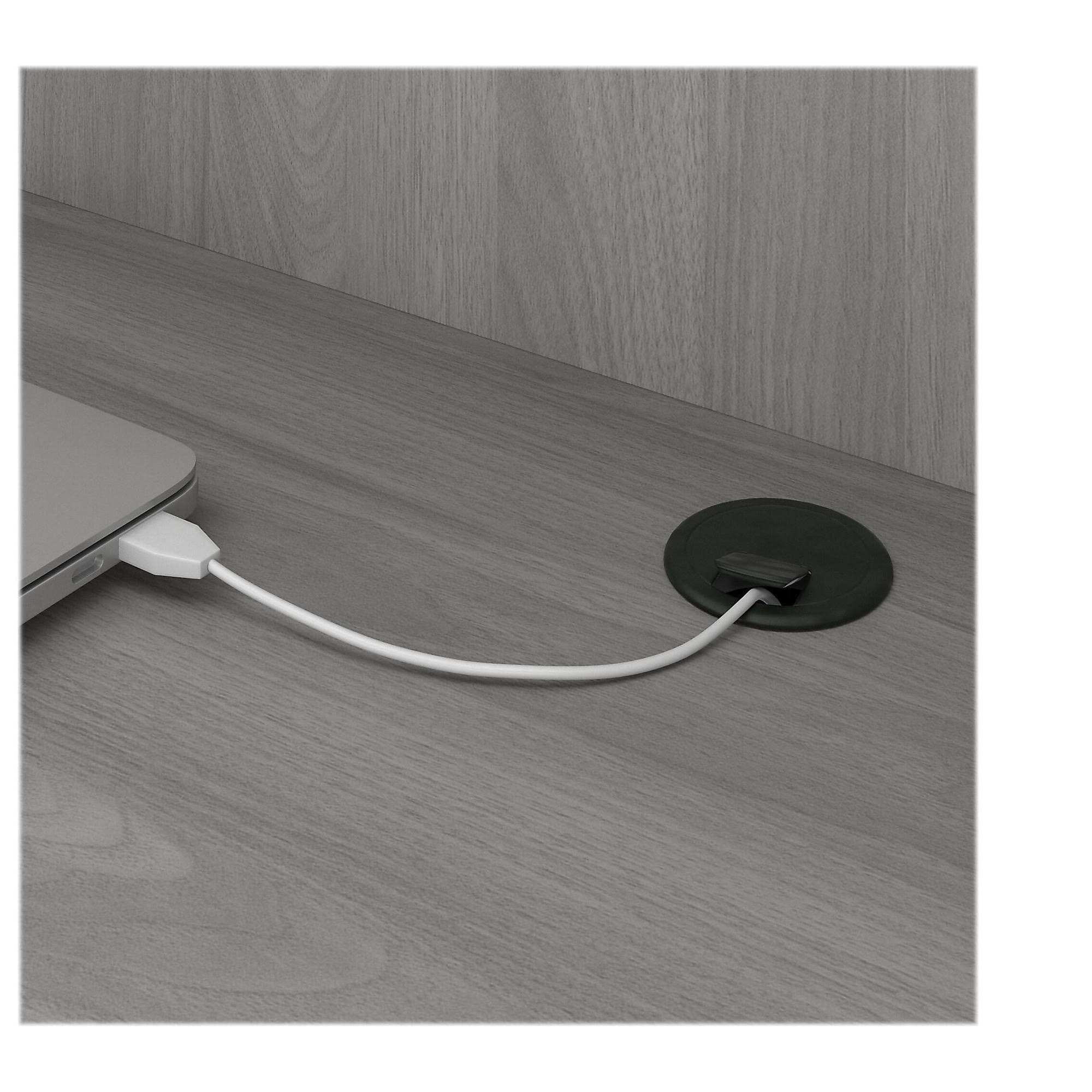 Small Computer Desk with Hutch in Modern Gray I8675