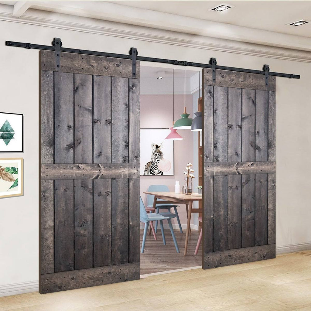 Paneled Wood Double Barn Door Set of 2 R516229