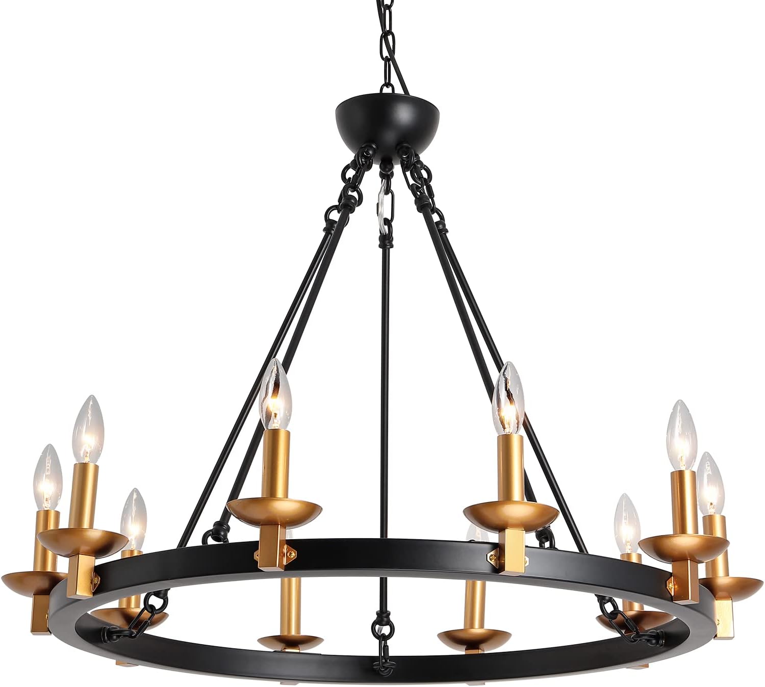 Black 6-Lights Round Wagon Wheel Chandelier Z400