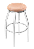 Chrome Finish Bar Stool with Natural Oak Seat and 360 Swivel K43978