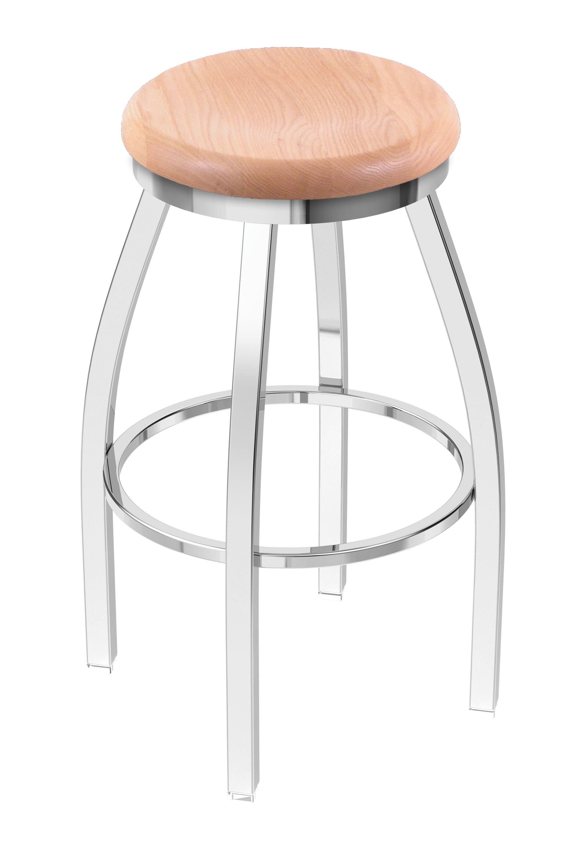 Chrome Finish Bar Stool with Natural Oak Seat and 360 Swivel K43978
