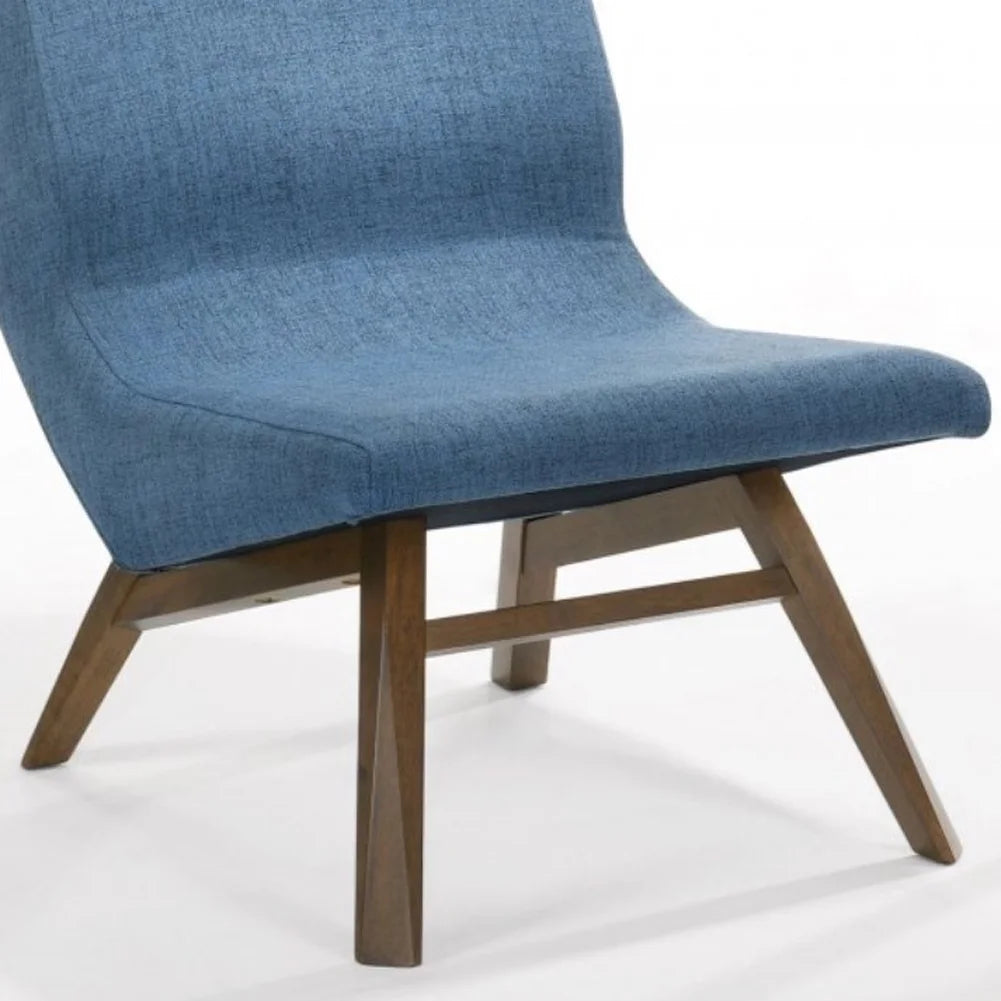 Blue & Walnut Accent Chair & Ottoman Z8379