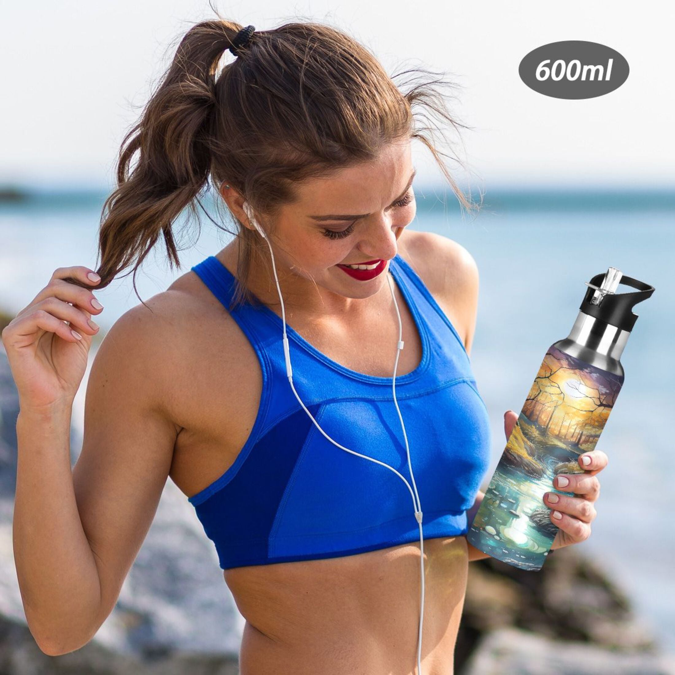 Stainless Steel Insulated Thermos Vacuum Flask Water Bottle with Straw Lid S5360