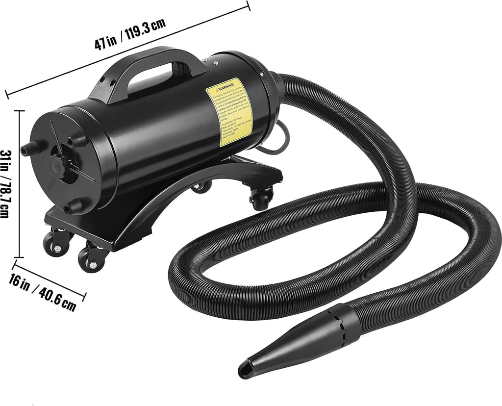 8.0HP 320 CFM 110V Car Dryer Air Blower with Casters, 33 Ft Hose, 2 Nozzles R675