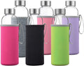 6 Pack 18oz Glass Water Bottles with 6 Sleeves J82653
