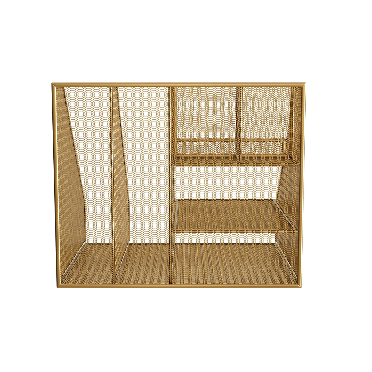 Gold Mesh Metal Desktop Organizer with Magazine File Holder N69868