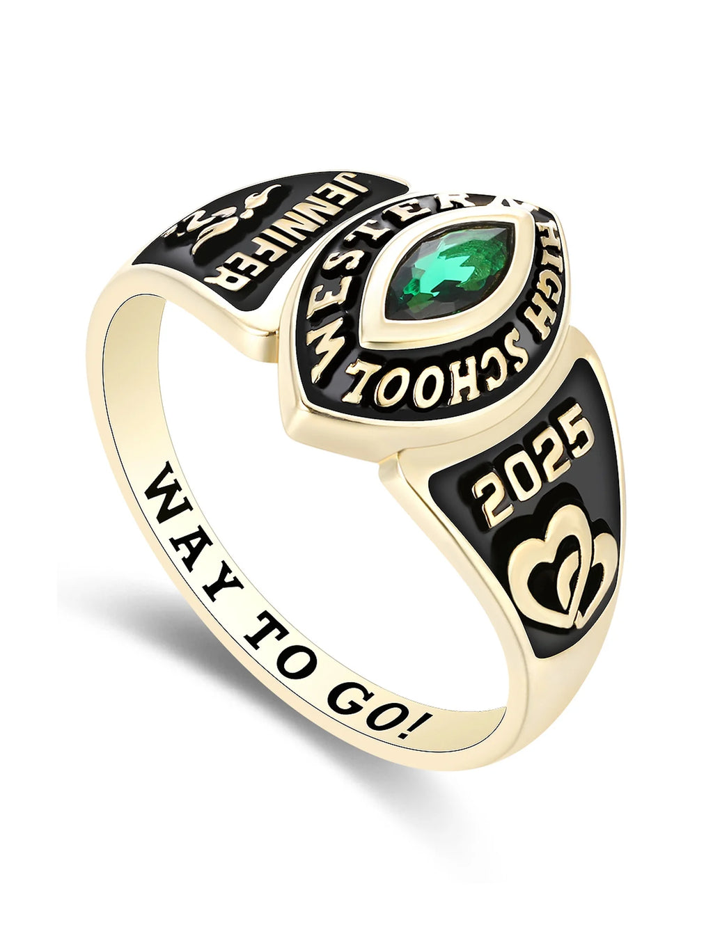 10kt Yellow Gold Class Rings with CZ Birthstone C1404