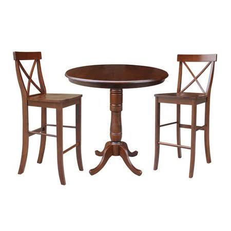 3 Piece Pub Table Set, Brown X985
