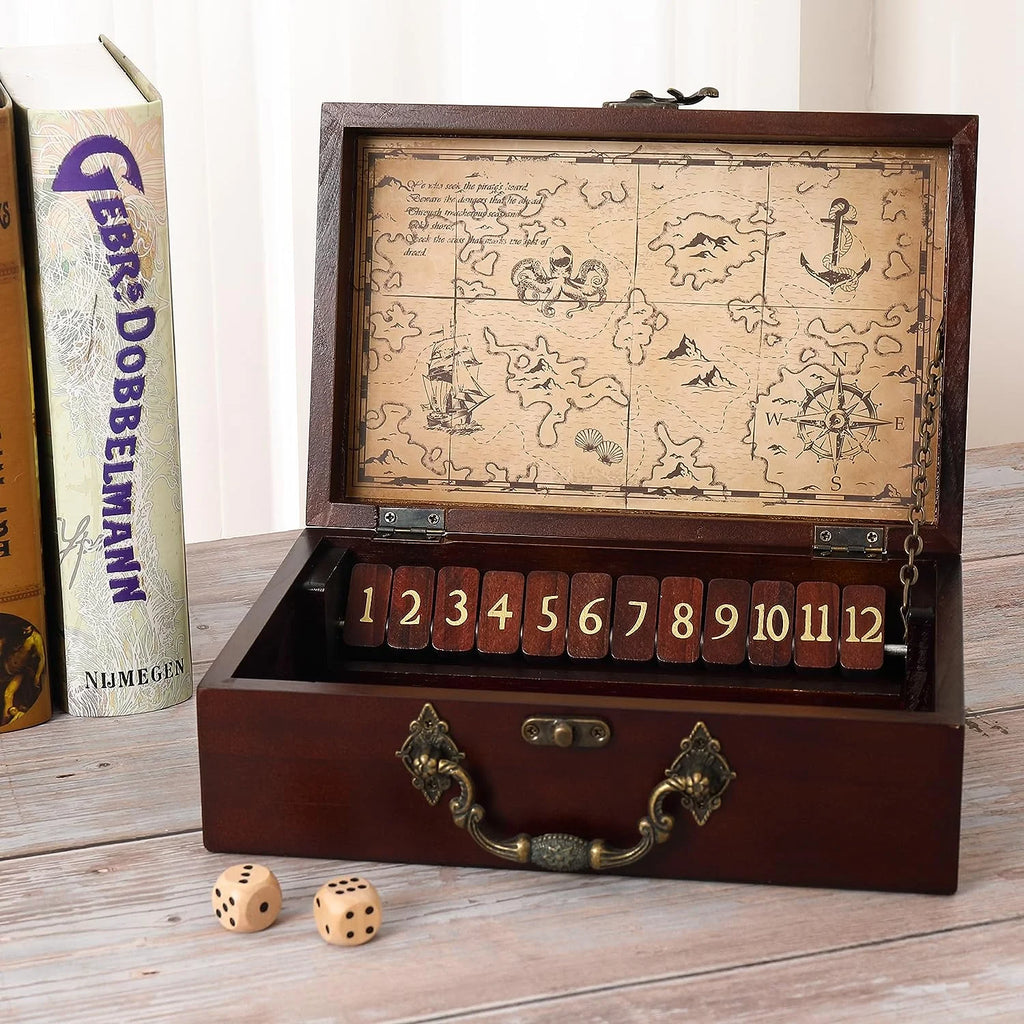 12 Number Shut the Box Wooden Box Dice Game S57821