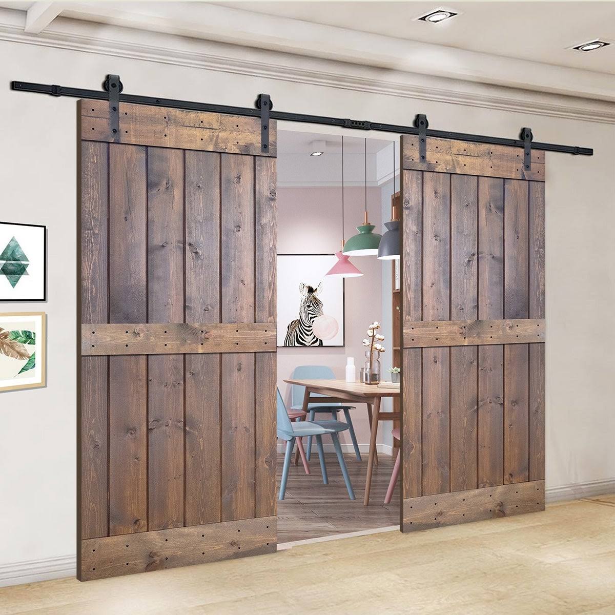 Paneled Wood Double Barn Door Set of 2 R516229
