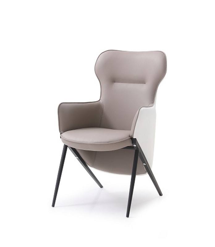 Modern White & Brown Bonded Leather Accent Chair E20647