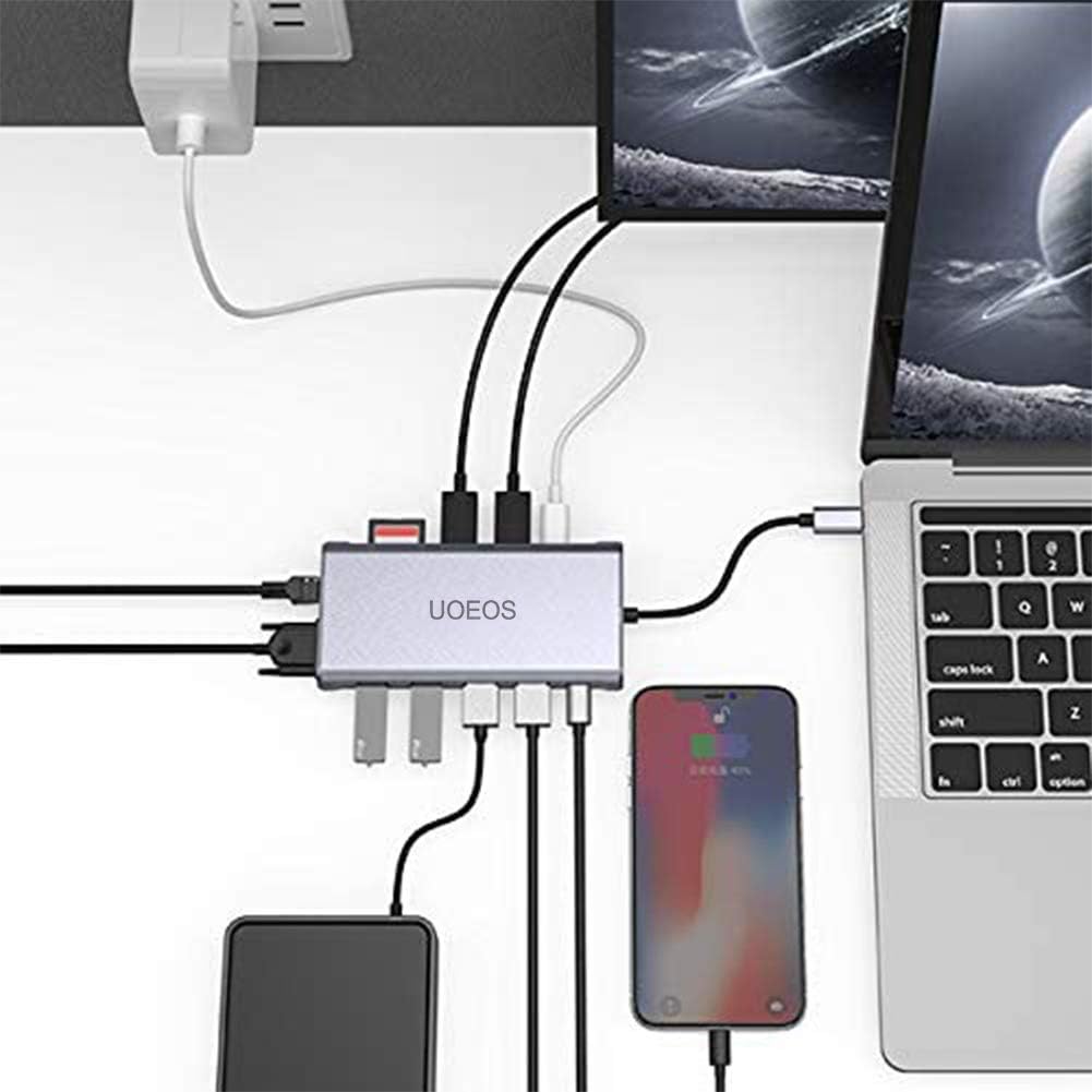 USB C Docking Station with Dual HDMI, VGA, Ethernet, Card Reader R3488