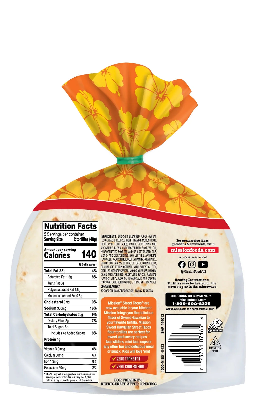 Super Soft Hawaiian Street Taco Flour Tortillas, 8.54 oz, 10 Count D5831