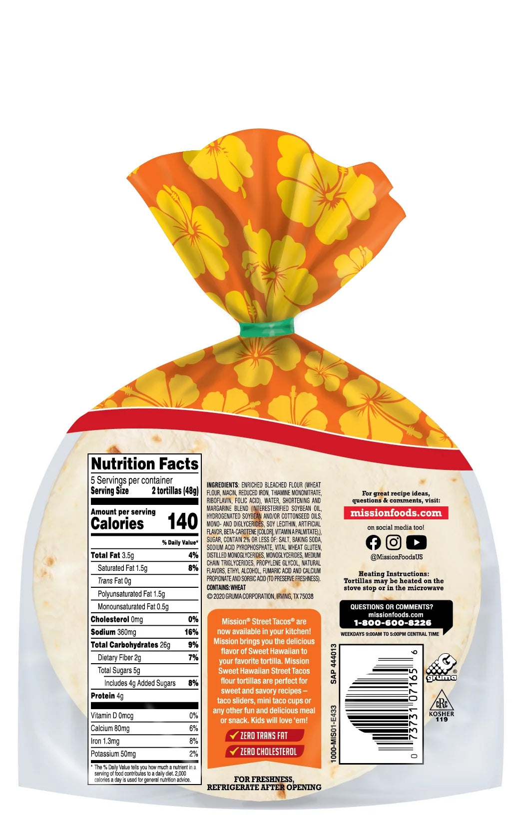 Super Soft Hawaiian Street Taco Flour Tortillas, 8.54 oz, 10 Count D5831