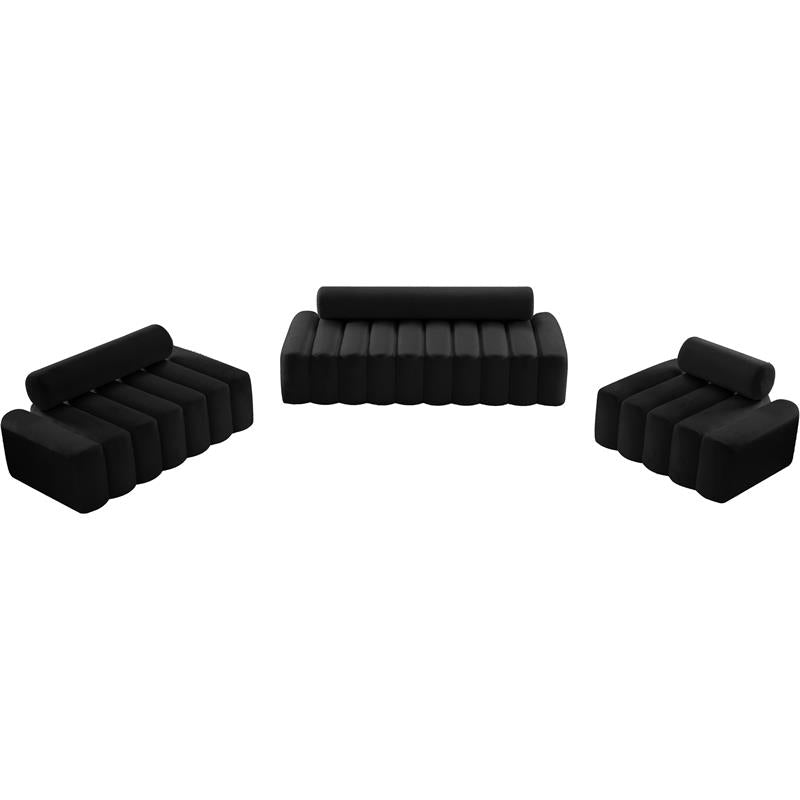 Black Velvet Upholstered Sofa D225564