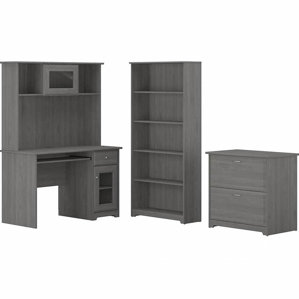 Small Computer Desk with Hutch in Modern Gray I8675