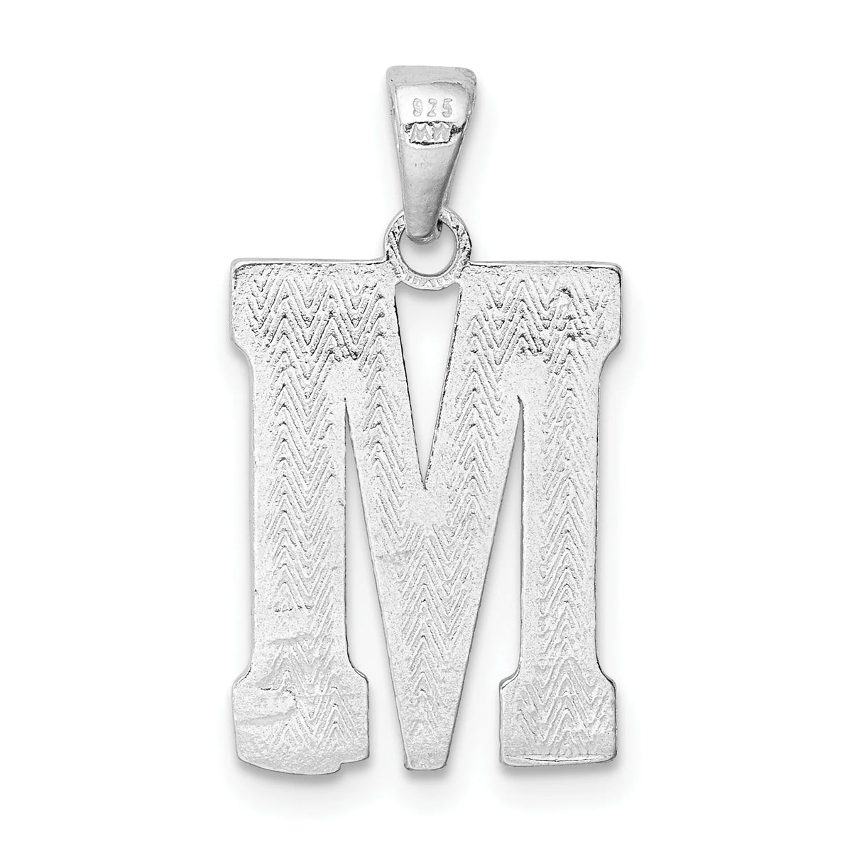 Sterling Silver Letter M Initial Charm Pendant with Rope Chain Necklace 16'' F157948