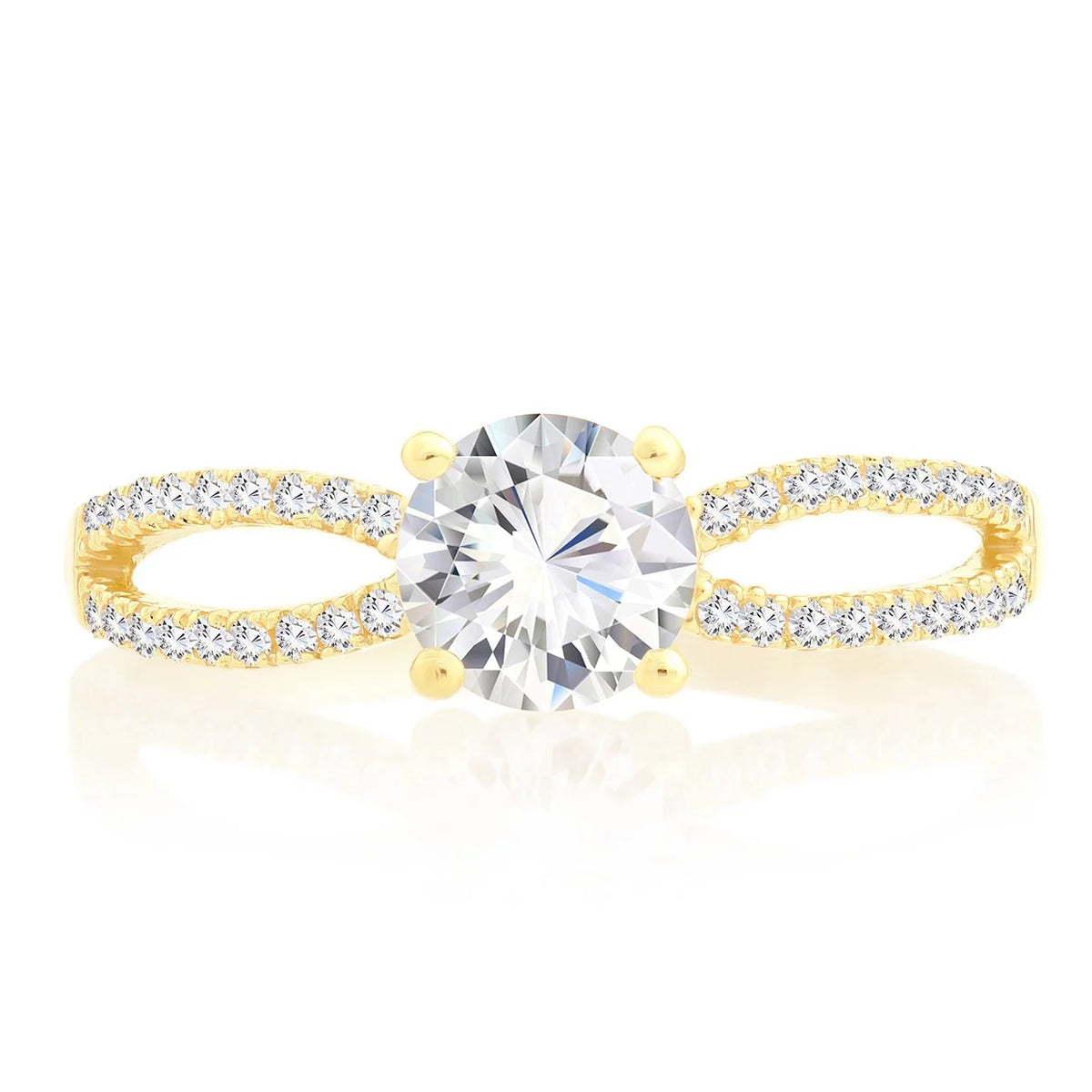 14K Solid Yellow Gold Engagement Ring with 1 CTW Round Cubic Zirconia Solitaire, Size 8 G951863