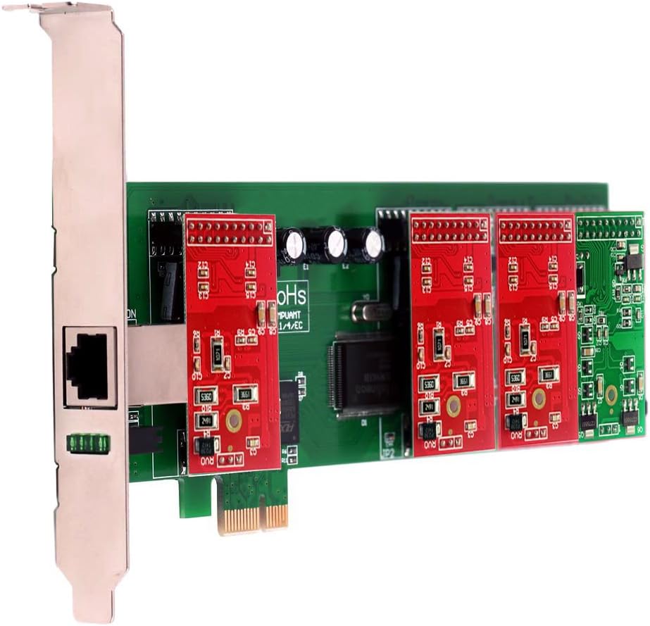 FXS FXO Card with 3 FXO + 1 FXS Ports, PCI-E Connector, Low Profile D9875