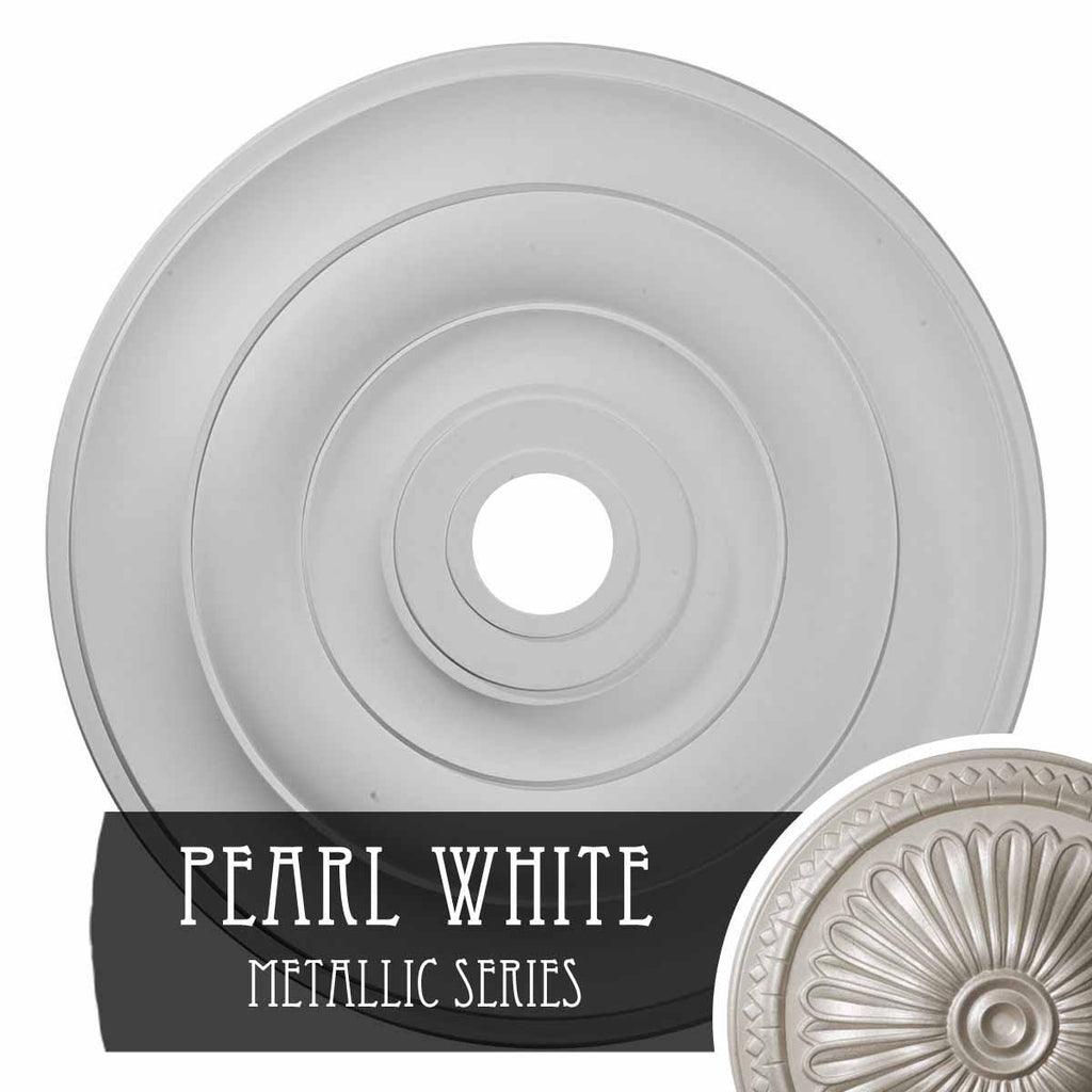 26 1/2x22OD x 3 5/8x22ID x 1 1/2x22P Hand-Painted Pearl White Ceiling Medallion Y3756
