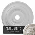 26 1/2x22OD x 3 5/8x22ID x 1 1/2x22P Hand-Painted Pearl White Ceiling Medallion Y3756