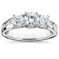 2ct Diamond Three Stone Ring 14K White Gold J194