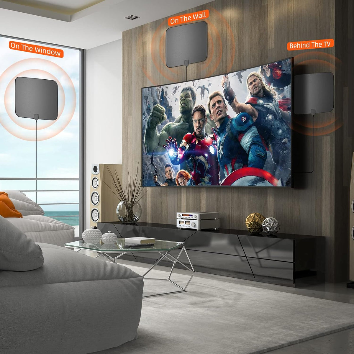 Indoor Outdoor 4K 1080P HDTV Antenna with Amplifier Signal Booster and 33ft Coaxial Cable A4982